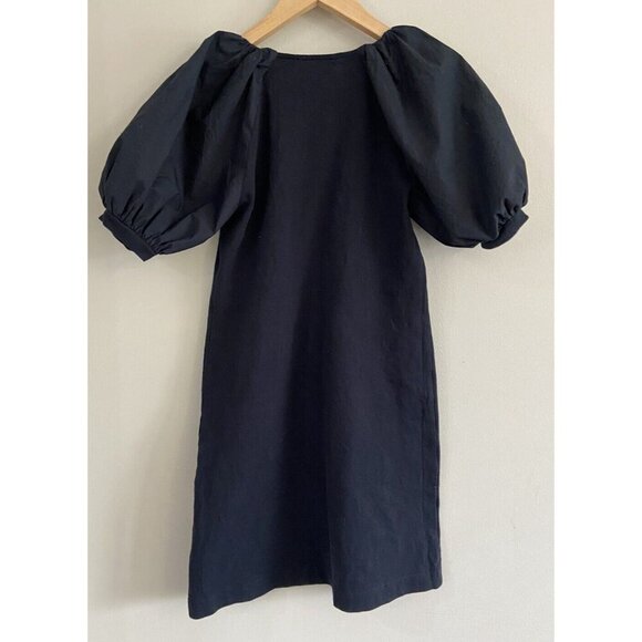 NWT Maeve Anthropologie Annika Knit Dress Mini Puff Sleeves Black XS New - Picture 4 of 6